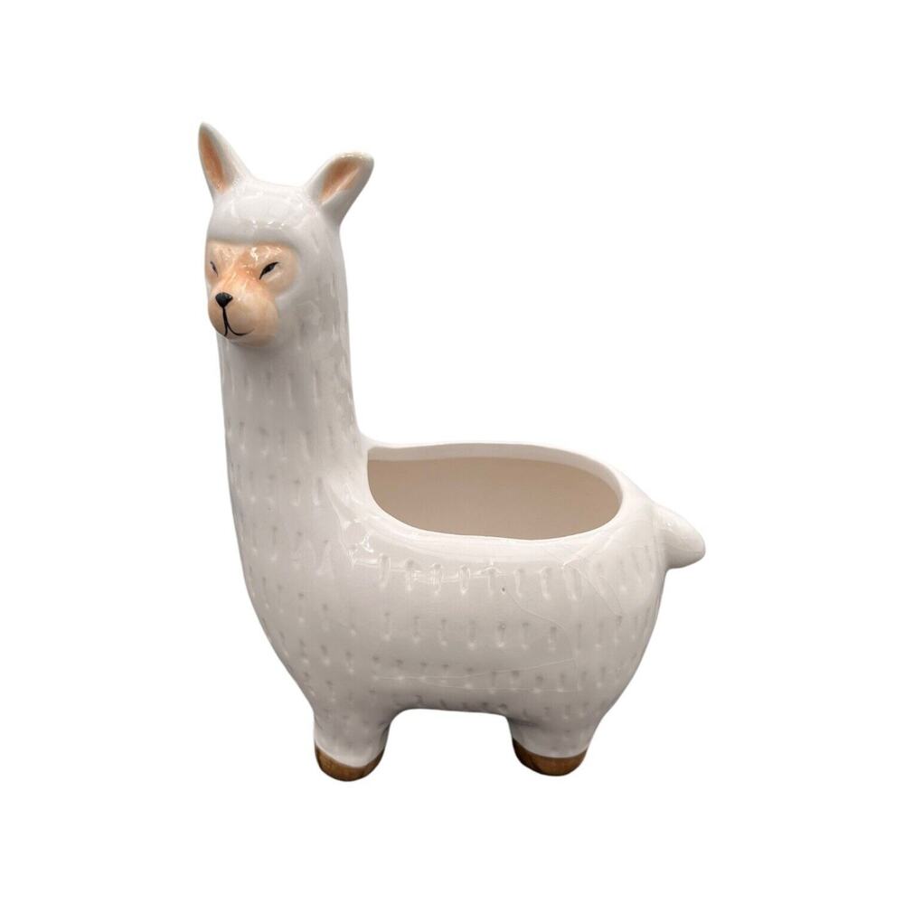 Vtg Alpaca / Llama Succulent Planter Ceramic White Decor Pot 7.5" x 5.5" So Cute